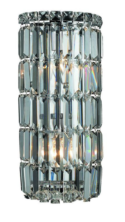 Elegant Maxime 2 Light Chrome Wall Sconce Clear Royal Cut Crystal V2030W8C/RC
