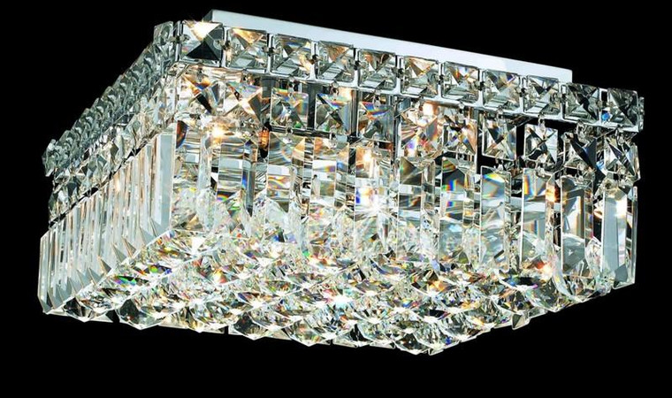 Elegant Maxime 4 Light Chrome Flush Mount Clear Elegant Cut Crystal V2032F12C/EC