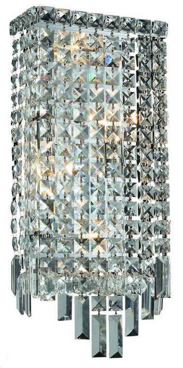 Elegant Maxime 4 Light Chrome Wall Sconce Clear Swarovski® Elements Crystal V2033W8C/SS
