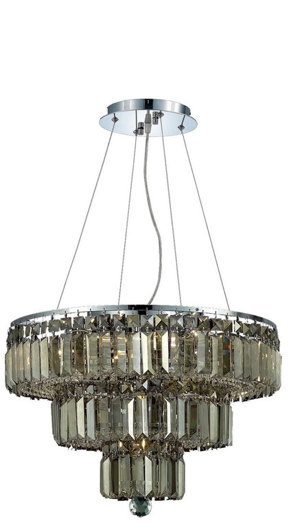 Elegant Maxime 9 Light Chrome Chandelier Golden Teak (Smoky) Swarovski® Elements Crystal V2036D20C-GT/SS