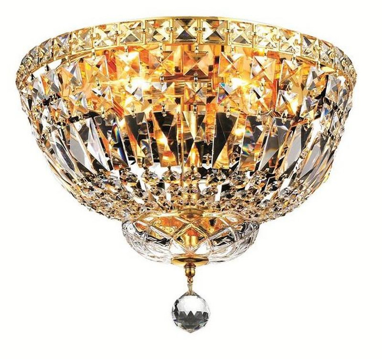 Elegant Tranquil 4 Light Gold Flush Mount Clear Swarovski® Elements Crystal V2528F14G/SS