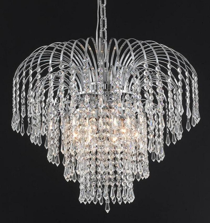 Elegant Falls 6 Light Chrome Chandelier Clear Swarovski® Elements Crystal V6801D21C/SS