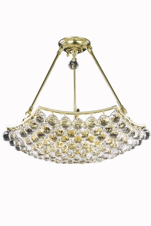 Elegant Corona 6 Light Gold Chandelier Clear Swarovski® Elements Crystal V9802D22G/SS
