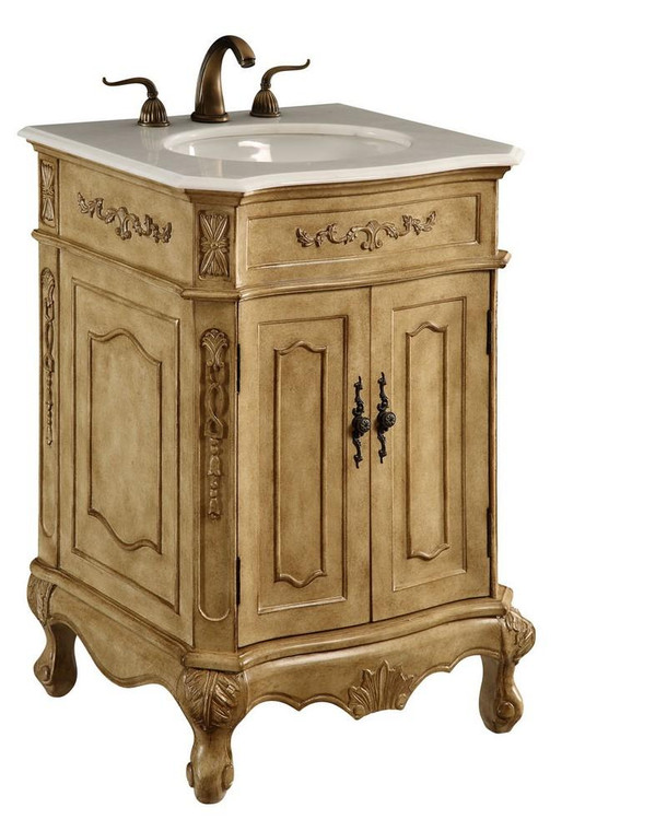 Elegant 24 In. Single Bathroom Vanity Set In Antique Beige VF-1001