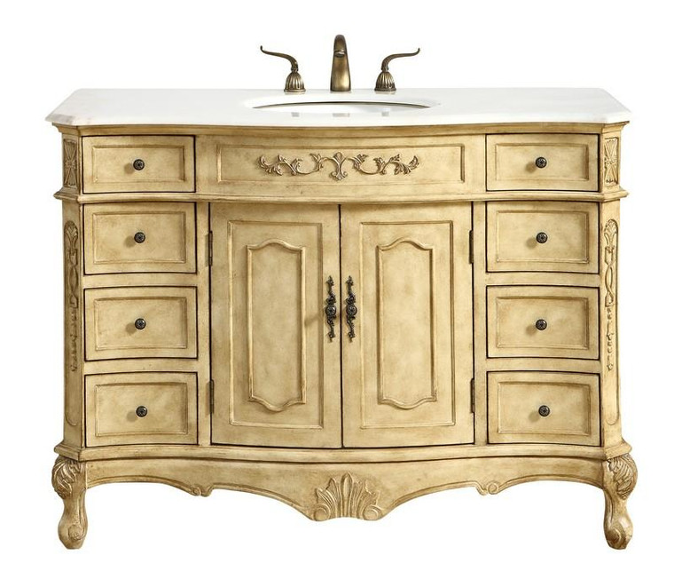 Elegant 48 In. Single Bathroom Vanity Set In Antique Beige VF10148AB