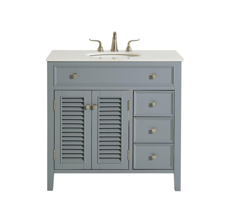 Elegant 36 In. Single Bathroom Vanity Set In Grey VF10436GR