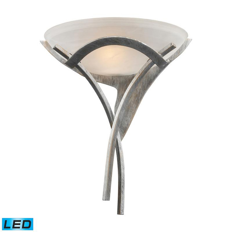 Elk Aurora 1Lt. Sconce Tarnished Silver w/Faux-Alabaster Glass 001-TS-LED