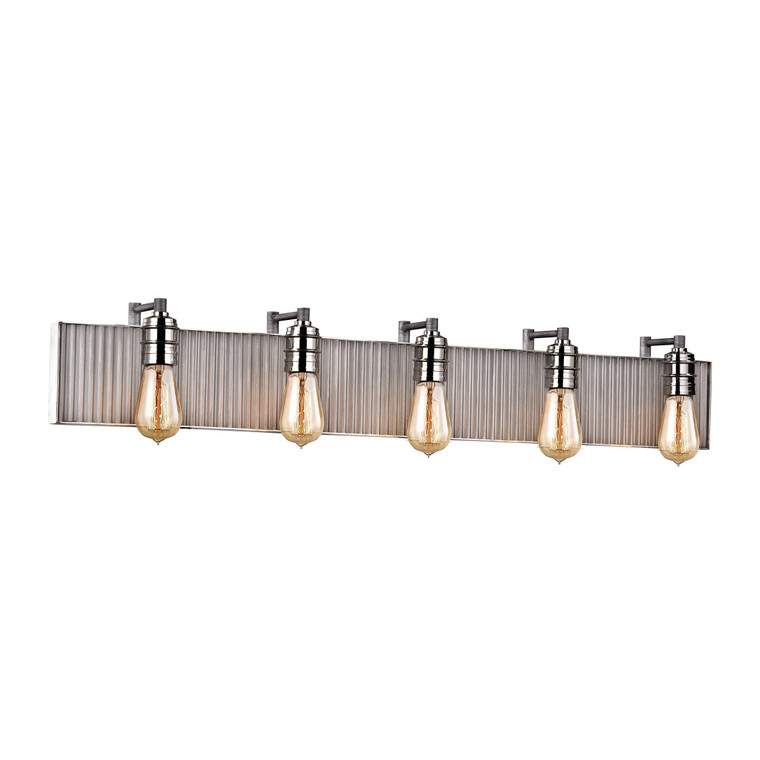 Elk Corrugated Steel 5 Light Vanity - Polished Nickel 15924/5