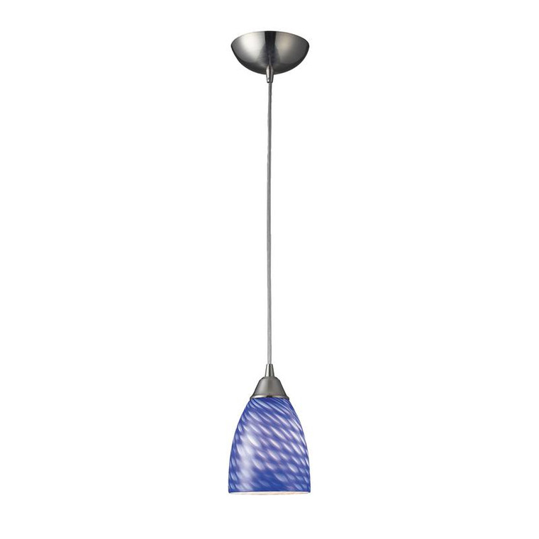 Elk Arco Baleno 1 Light Pendant Satin Nickel & Sapphire Glass 416-1S-LED