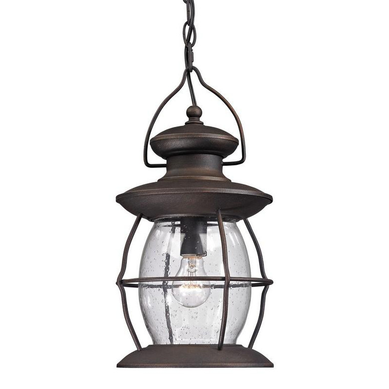 Elk Village Lantern 1 Light Outdoor Pendant In Charcoal 47043/1