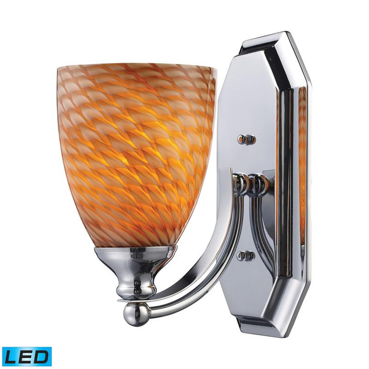 Elk 1 Light Vanity In Polish Chrome & Coco Glass -Led 570-1C-C-LED