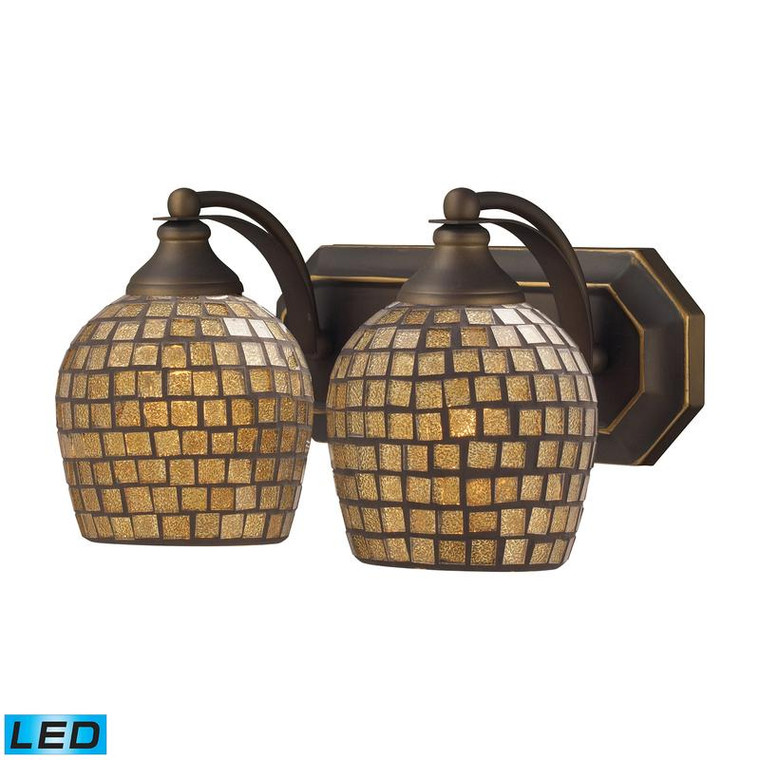 Elk 2 Light Vanity Aged Bronze & Gold Mosaic Glass-Led 570-2B-GLD-LED