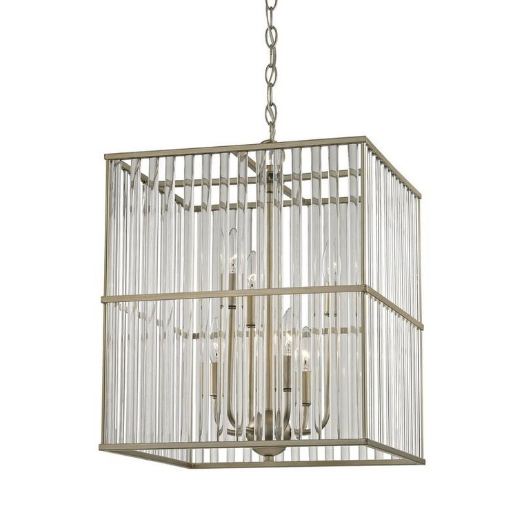Elk Ridley 6 Light Chandelier In Aged Silver With Oval Glass Rods 81097/6