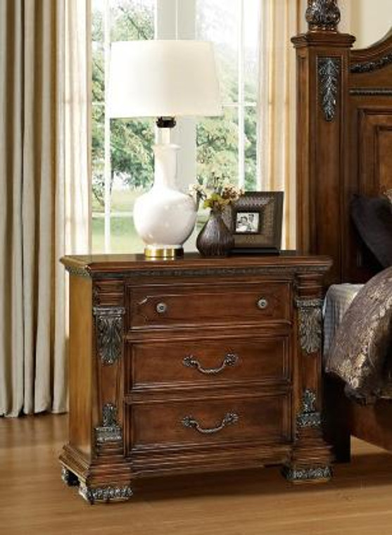 Fairfax Brown Night Stand With 3 Drawers 5545-01