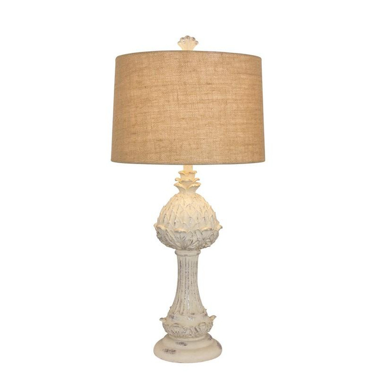 6209 Fangio 32 Inch Resin Table Lamp In Antique White Finish