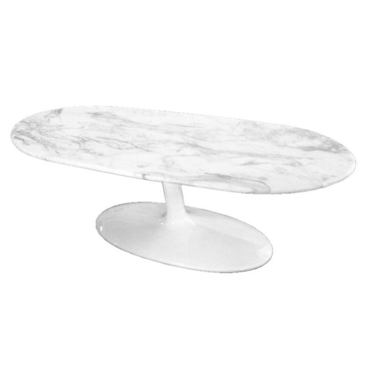 White Marble Squoval Coffee Table FMI10177 by Fine Mod Imports