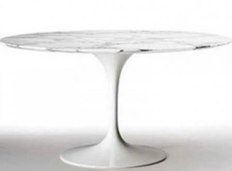 60" White Tulip Lippa Marble Table FMI2020 by Fine Mod Imports