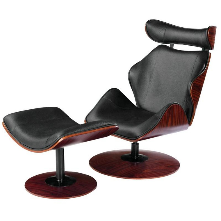Luxur Lounge Chair and Ottoman Set - Black FMI8004 by Fine Mod Imports