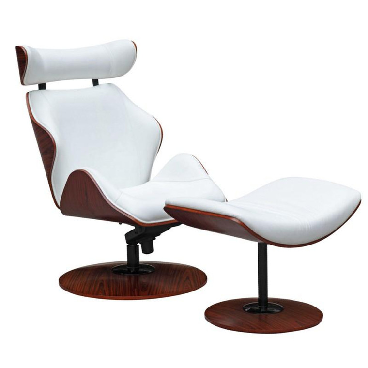 Luxur Lounge Chair and Ottoman Set - White FMI8004 by Fine Mod Imports