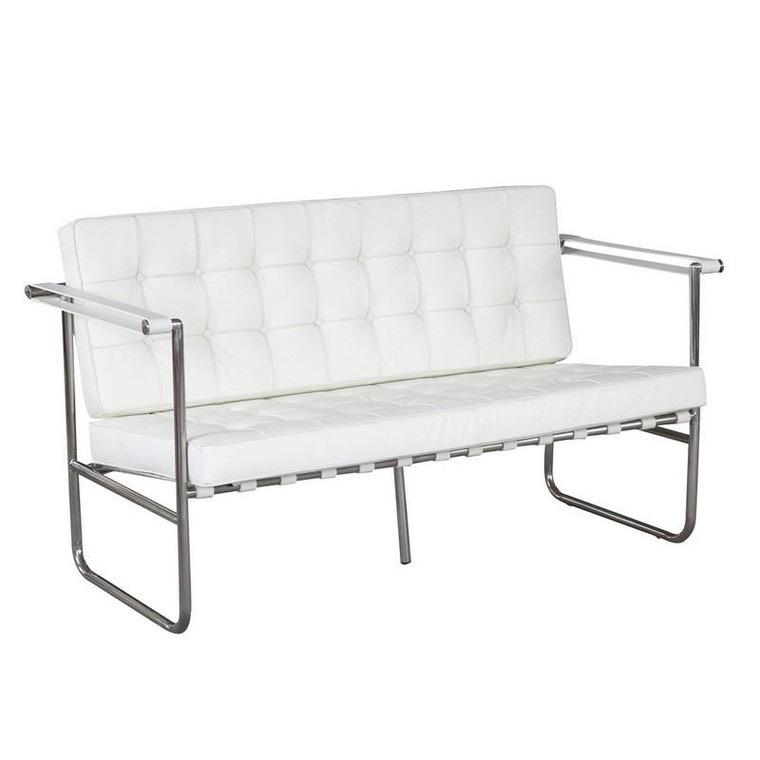 White Celona Button Tufted Loveseat FMI9248 by Fine Mod Imports