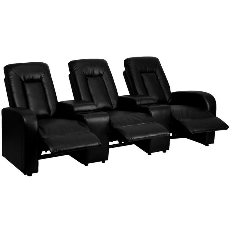 Black Leather 3-Home Theater Recliner BT-70259-3-BK-GG