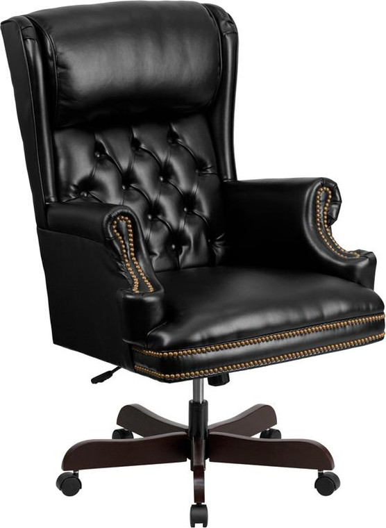 High Back Tufted Black Leather Executive Office Chair CI-J600-BK-GG