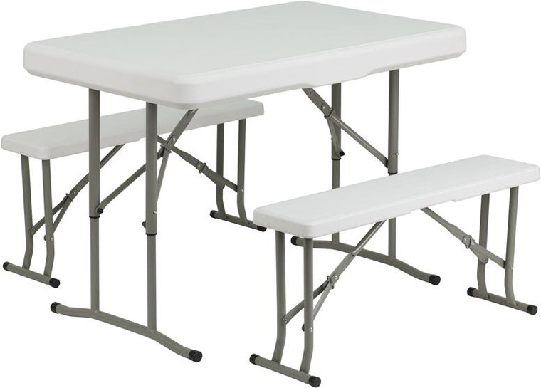 Flash Furniture Plastic Folding Table And Benches DAD-YCZ-103-GG