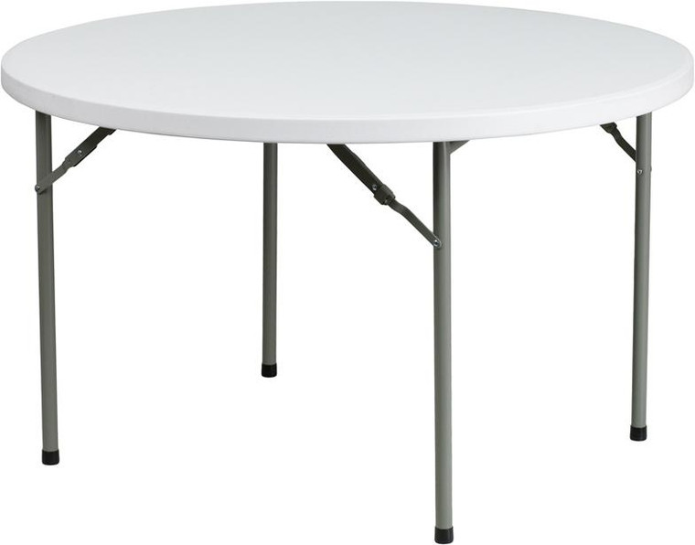 Flash 48'' Round Granite White Plastic Folding Table DAD-YCZ-122R-GG