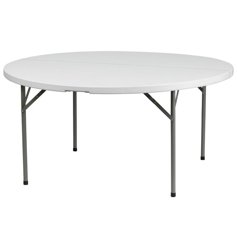 Flash 60'' Round Granite White Plastic Folding Table DAD-YCZ-154-GW-GG