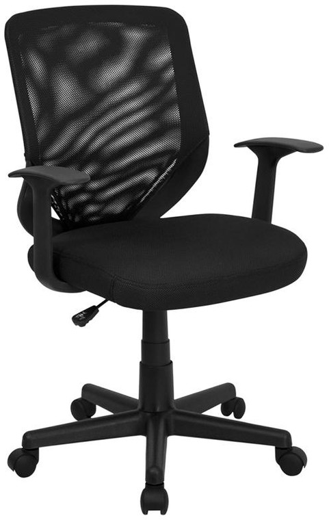Mid-Back Black Mesh Office Chair w/ Mesh Fabric Seat LF-W-95A-BK-GG