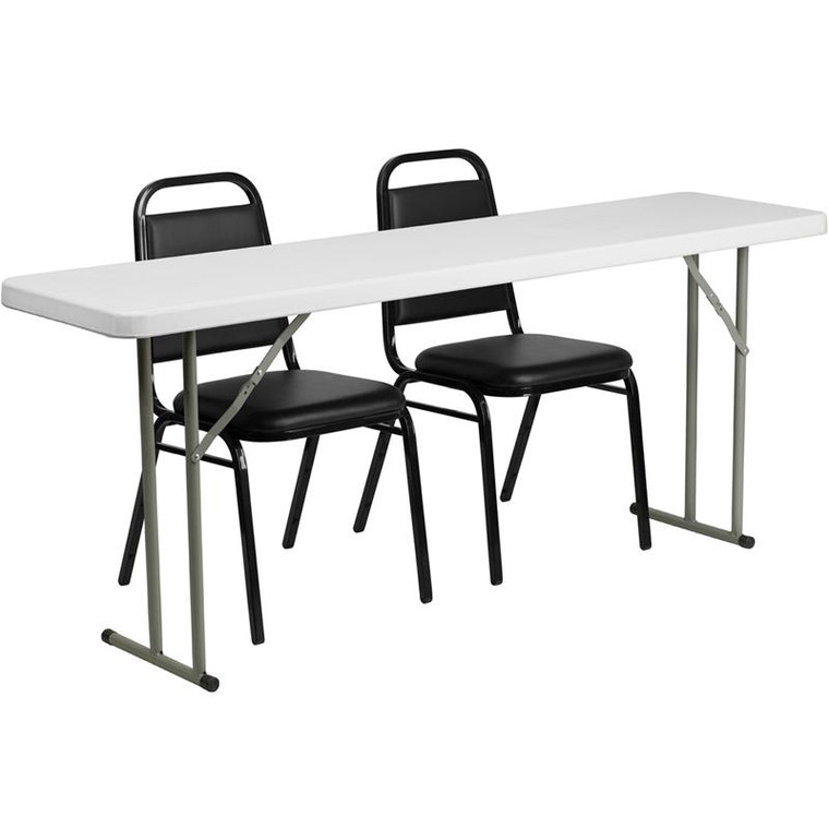 18x72 Plastic Folding Training Table w/2 Trapezeal Chairs RB-1872-2-GG