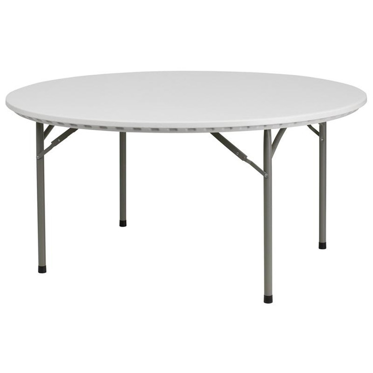 Flash 60'' Round Granite White Plastic Folding Table RB-60R-GG