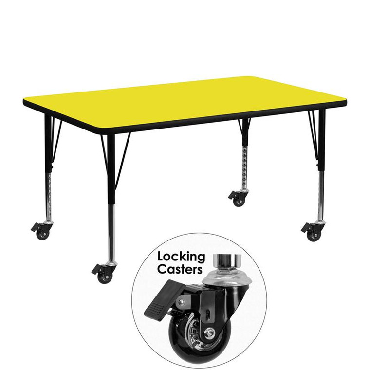 Activity Table w/ 1.25'' Yellow Top XU-A2448-REC-YEL-H-P-CAS-GG