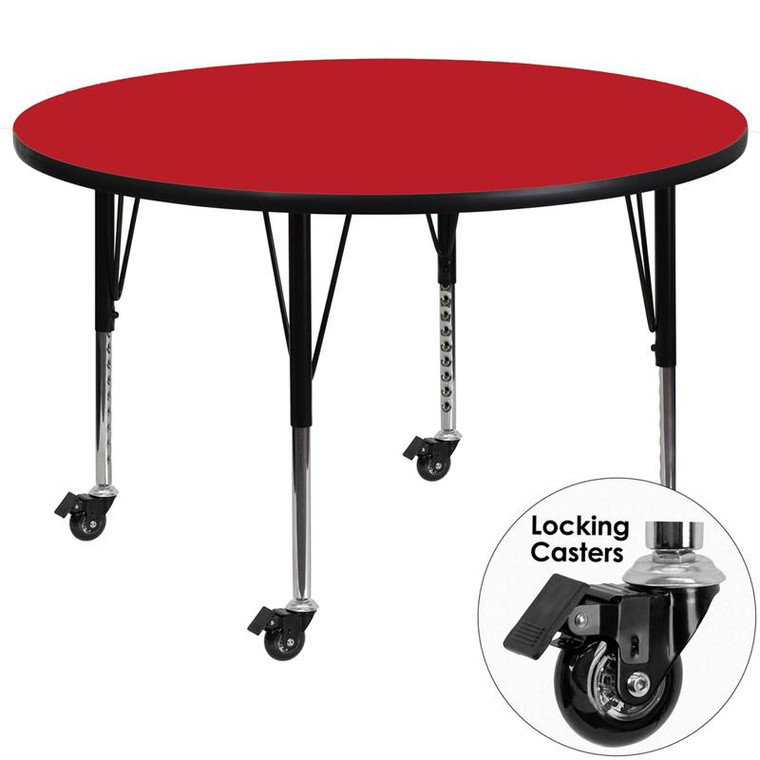 48'' Round Activity Table w/ 1.25'' Red Top XU-A48-RND-RED-H-P-CAS-GG