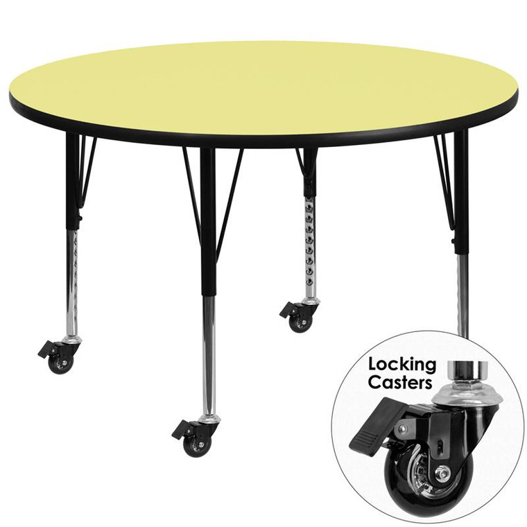 60'' Round Activity Table w/ Yellow Top XU-A60-RND-YEL-T-P-CAS-GG