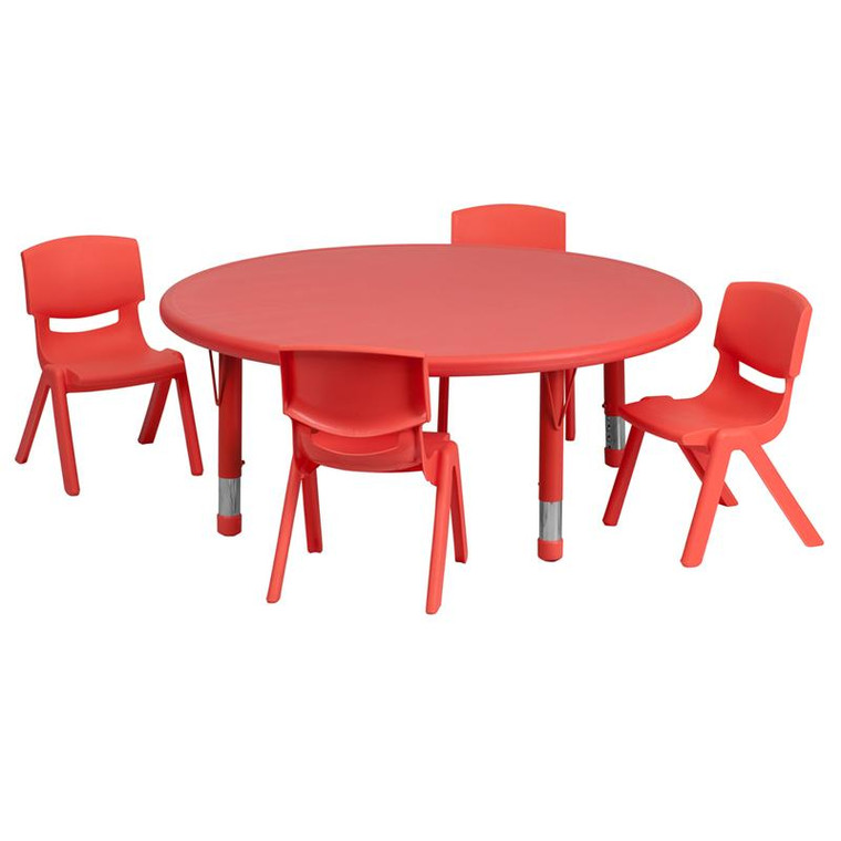 45" Rd. Activity Table w/4 Chairs YU-YCX-0053-2-Rd.-TBL-RED-E-GG