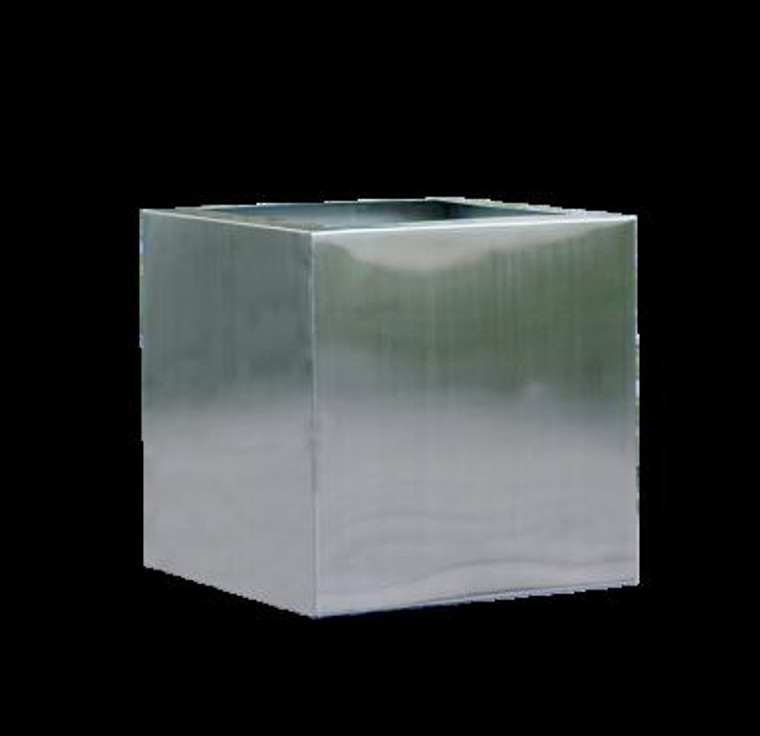 18" Square Decorative Cube - Brushed Stainless Steel 8761