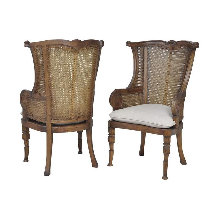 Caned Wing Back Chair In New Signature Stain - Set of 2 6915513P