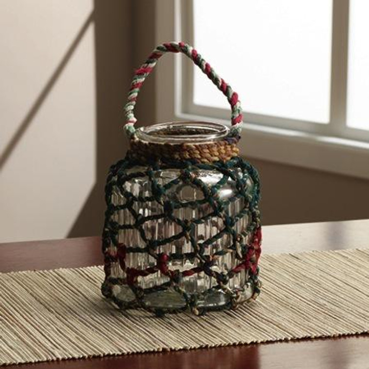 Glass Jar With Colored Jute, Pack Of 2 13675 By India Handicrafts