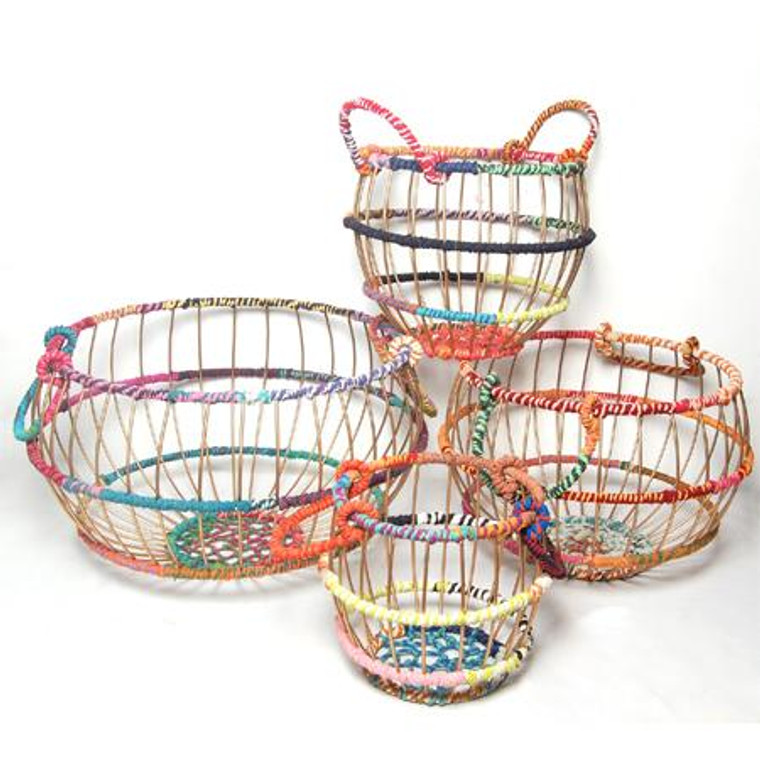 Colored Jute Basket, Set Of 4, Pack Of 2 15121 By India Handicrafts