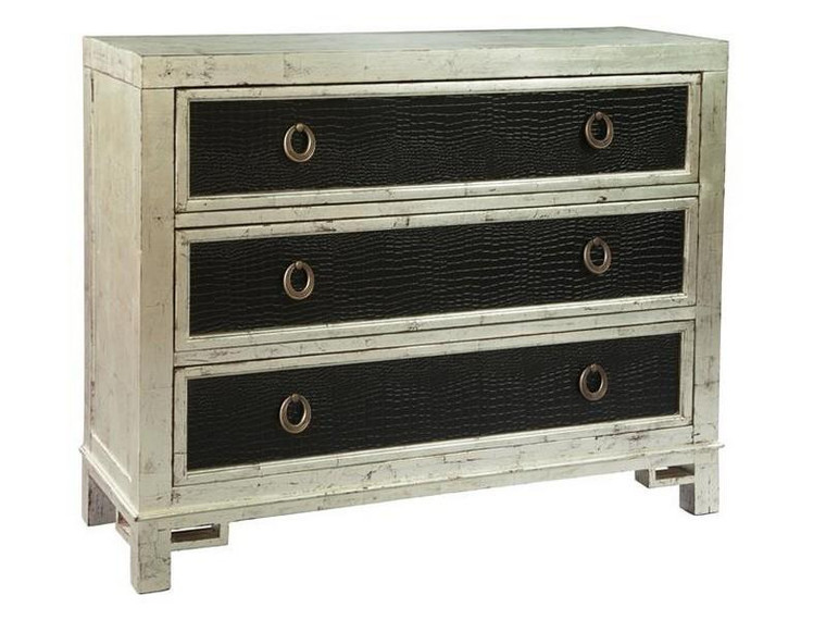 27517 Hekman Accents 3 Drawers Silver Leaf Hall Chest