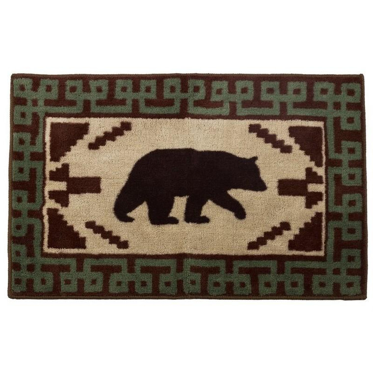 BL1811-TT-OC Bear With Green Border Rug 24"X36" by HiEnd Accents