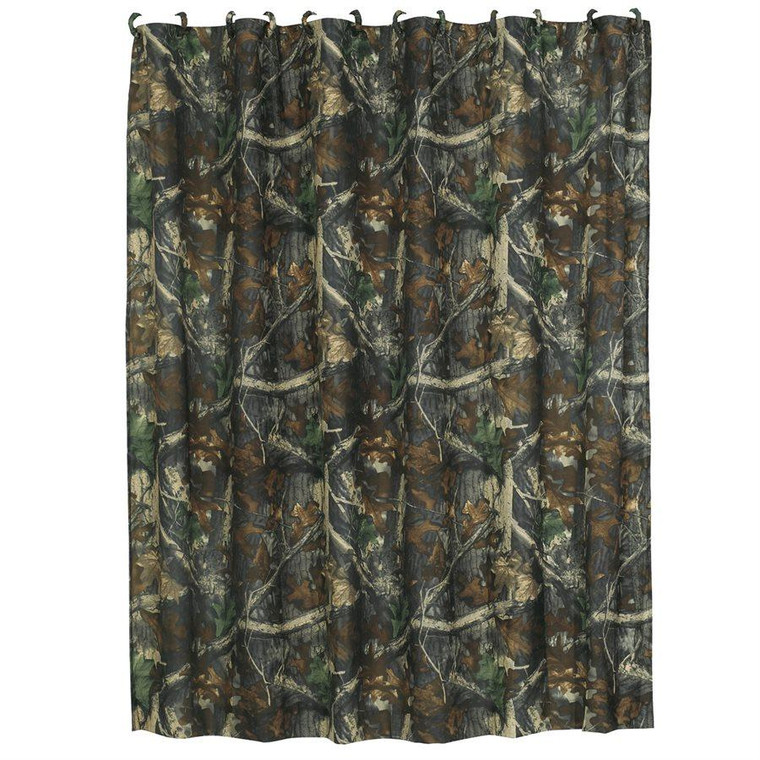 CM1001SC Oak Camo Shower Curtain - Brown/Green by HiEnd Accents