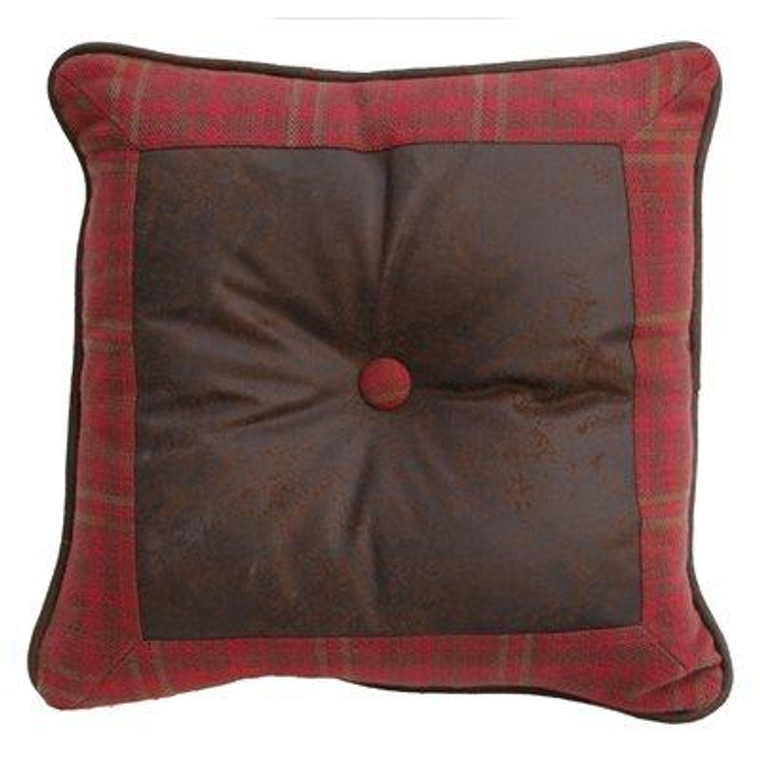 LG1845P2 Cascade Lodge Faux Leather Pillow - Red/Brown by HiEnd Accents