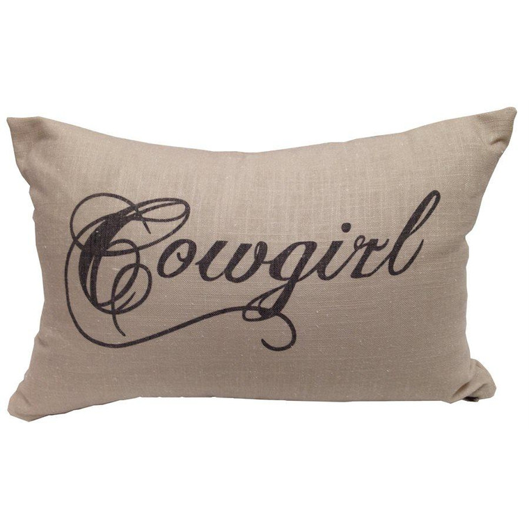 PL5118 Crestwood Cowgirl Script Pillow - Natural by HiEnd Accents