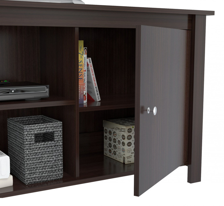 Homeroots 24.8" Espresso Melamine And Engineered Wood Tv Stand 249829