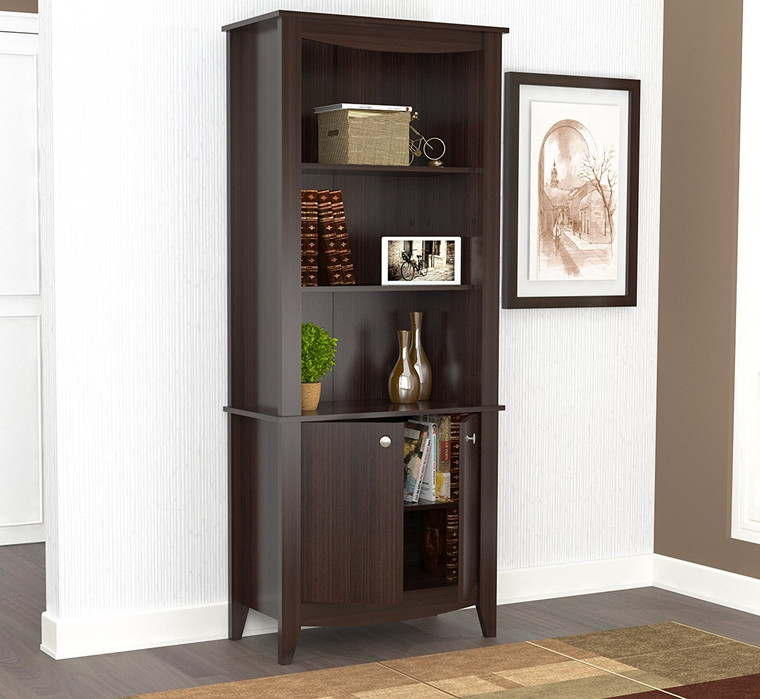 Homeroots 70.9" Classic Espresso Melamine And Engineered Wood Bookcase 251160