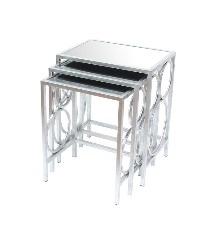 Homeroots Silver 3 Piece Nesting Table Set 274433
