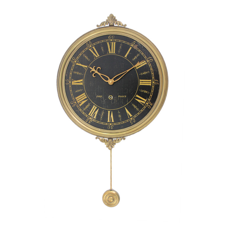 Homeroots 1" X 25" X 16.54" Gold, Vintage, Pendulum - Clock 274547