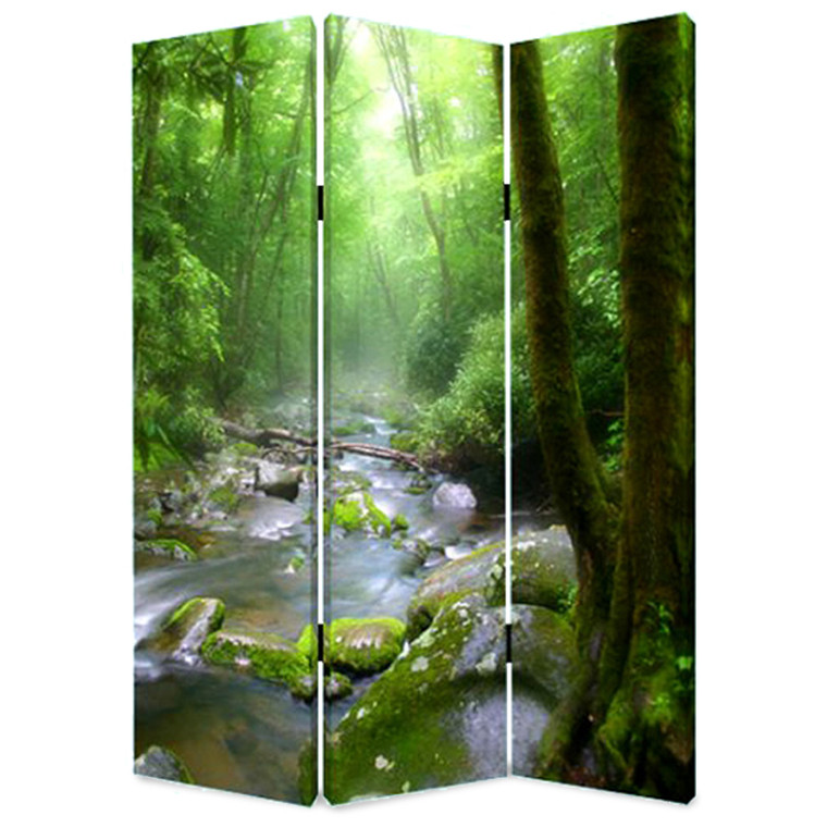 Homeroots 1" X 48" X 72" Multi-Color, Wood, Canvas, Meadows And Streams - Screen 274623